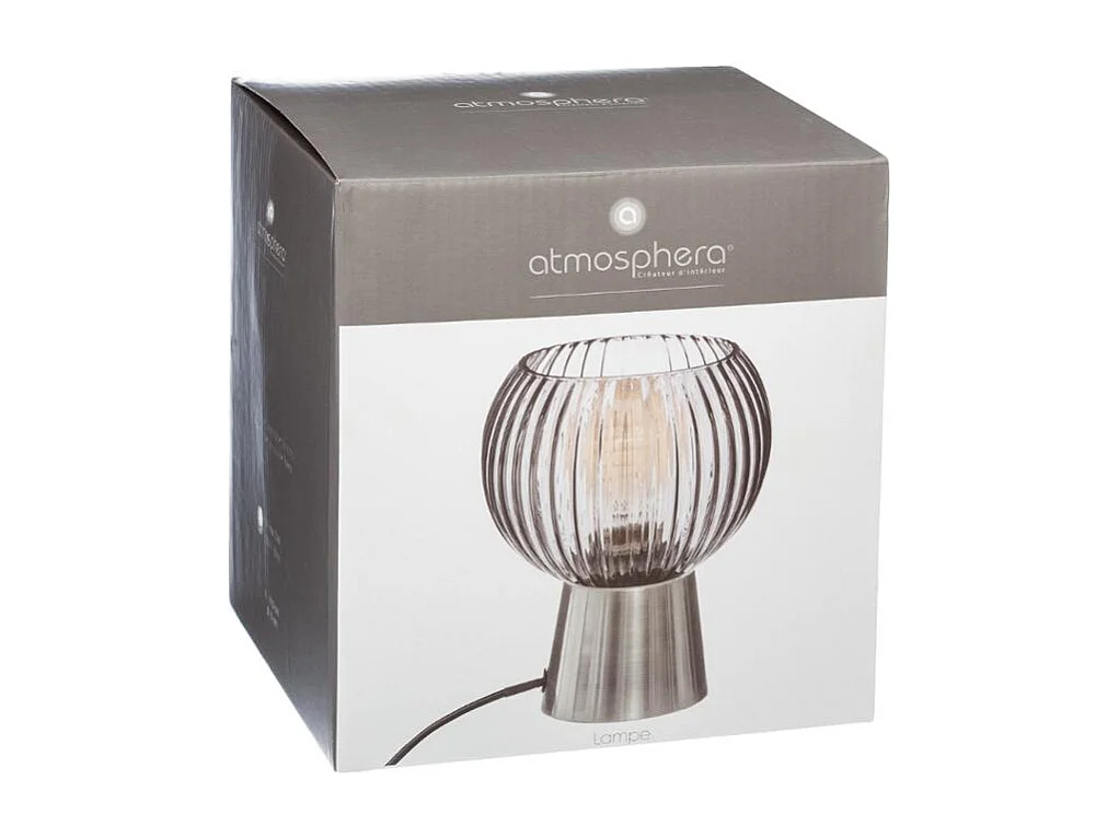 Lampe à poser en Verre déco et base en Métal H 19.5 cm