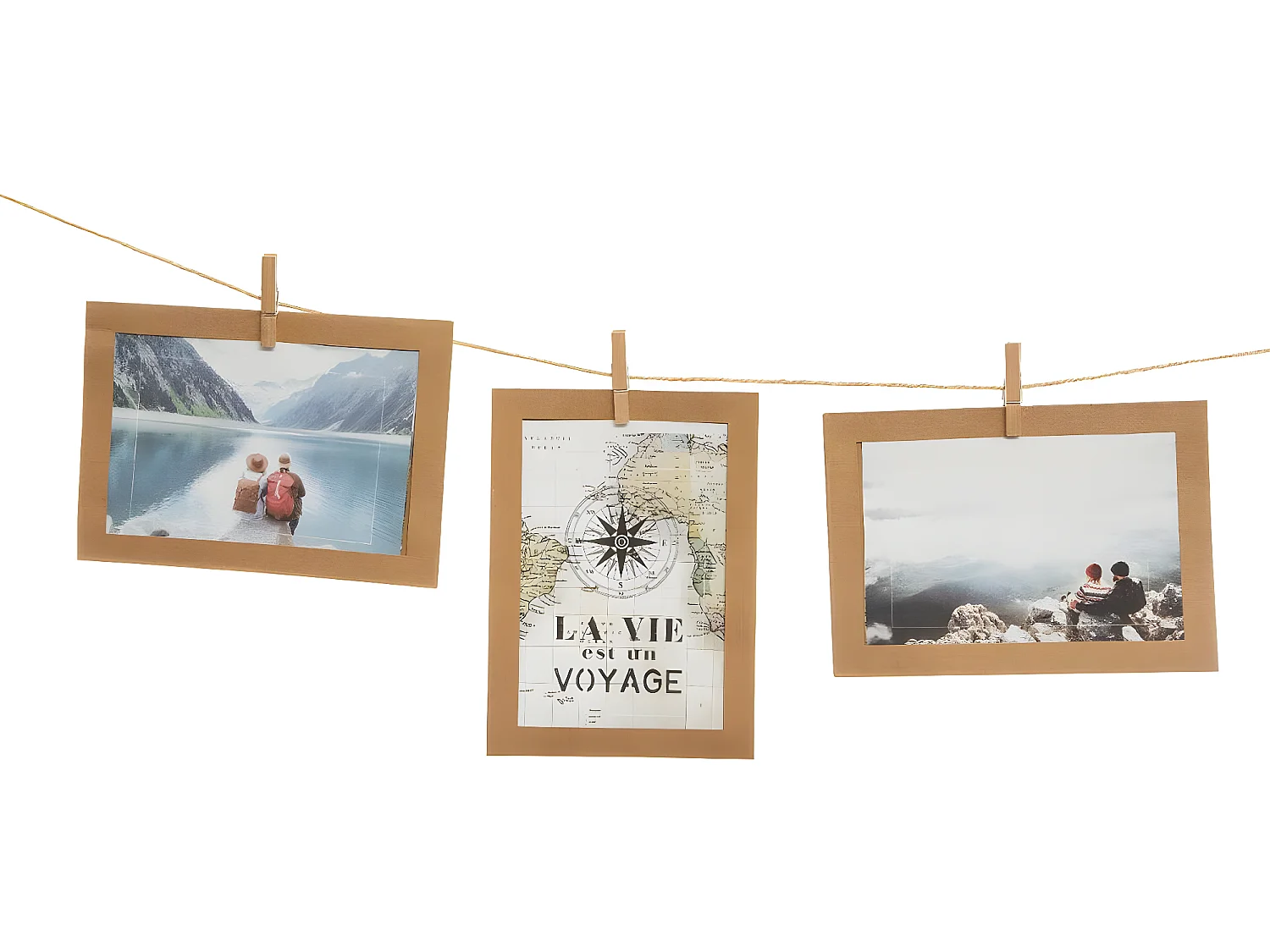 Pèle mêle 10 Cadre photos 10 x 15 cm à suspendre avec pinces et corde