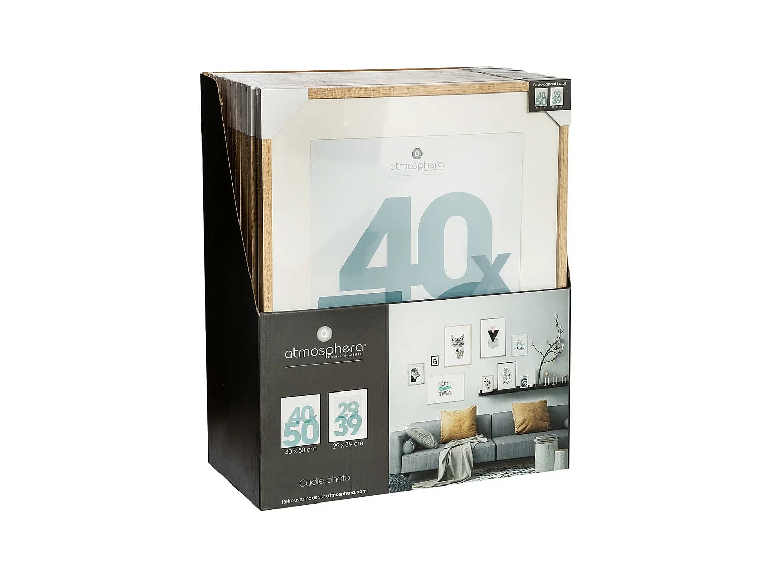 Cadre photo en Bois Naturel pour Photo 40 x 50 cm