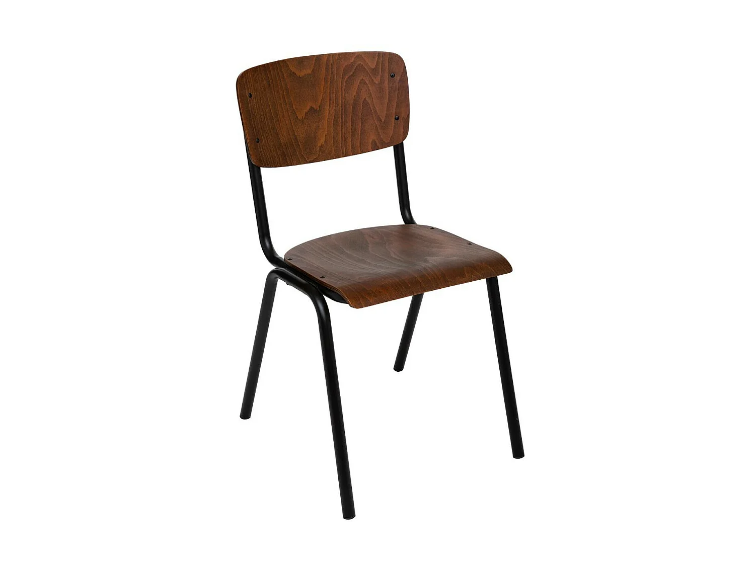 Chaise de table en Métal noir et Bois Marron