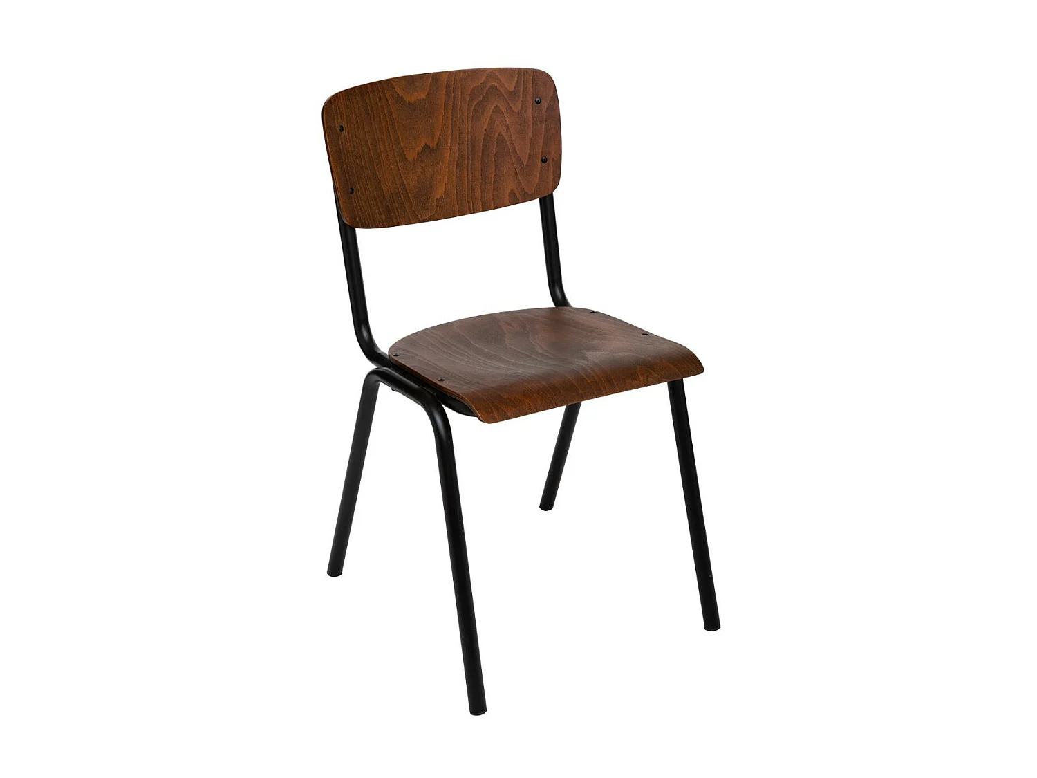 Chaise de table en Métal noir et Bois Marron