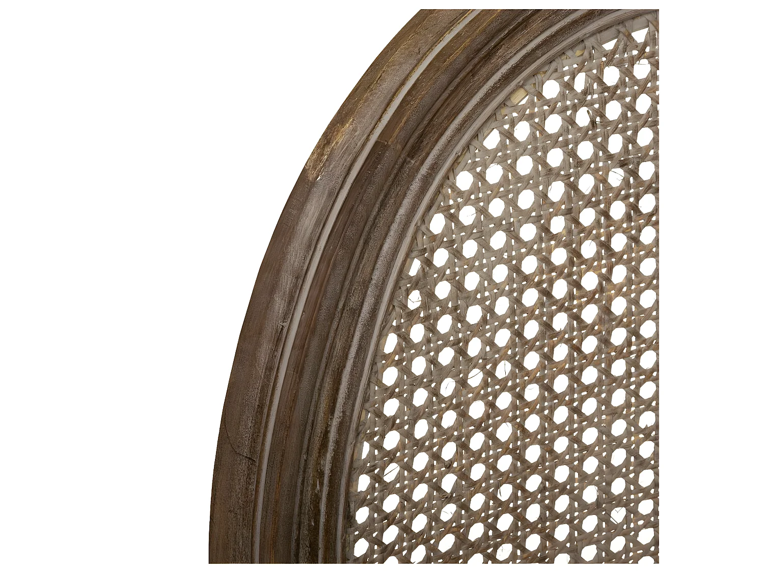 Chaise de table en coton Gris et Bois blanchi avec dossier Cannage