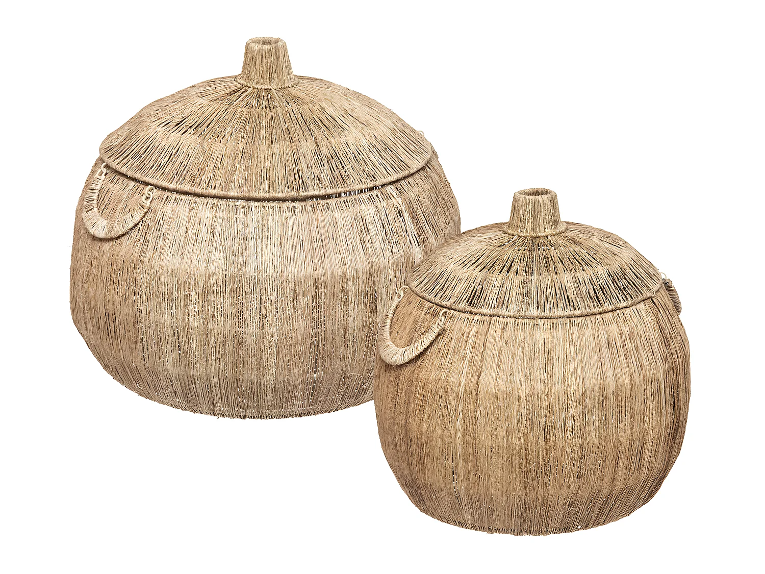 Set de 2 Paniers de rangement en Jute avec couvercle
