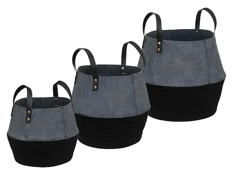 Lot de 3 Paniers de rangement en feutrine et coton