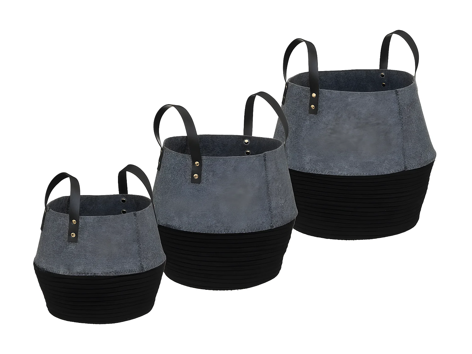 Lot de 3 Paniers de rangement en feutrine et coton