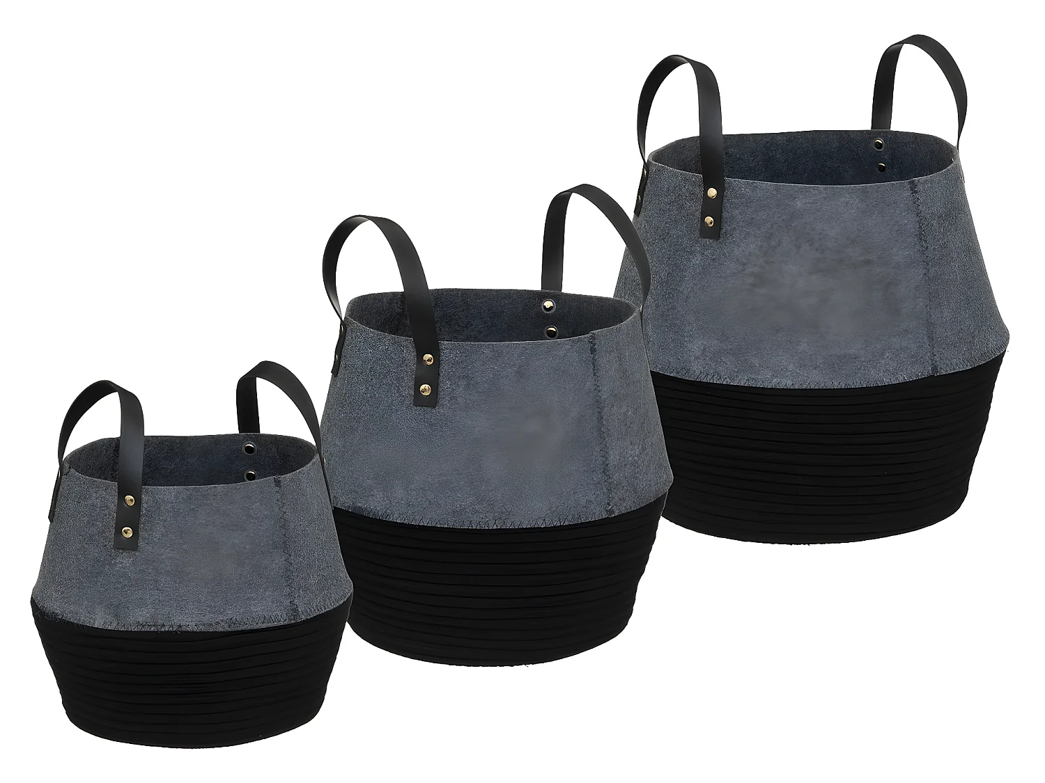 Lot de 3 Paniers de rangement en feutrine et coton