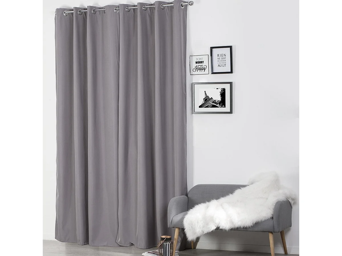 Rideau à œillets isolant doublure polaire Gris 140 x 260 cm