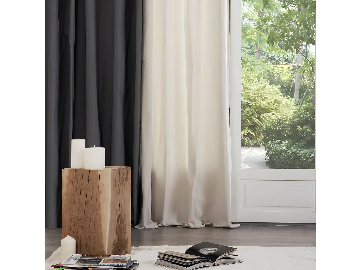 Rideau à œillets Tissu Panama Ivoire 140 x 260 cm
