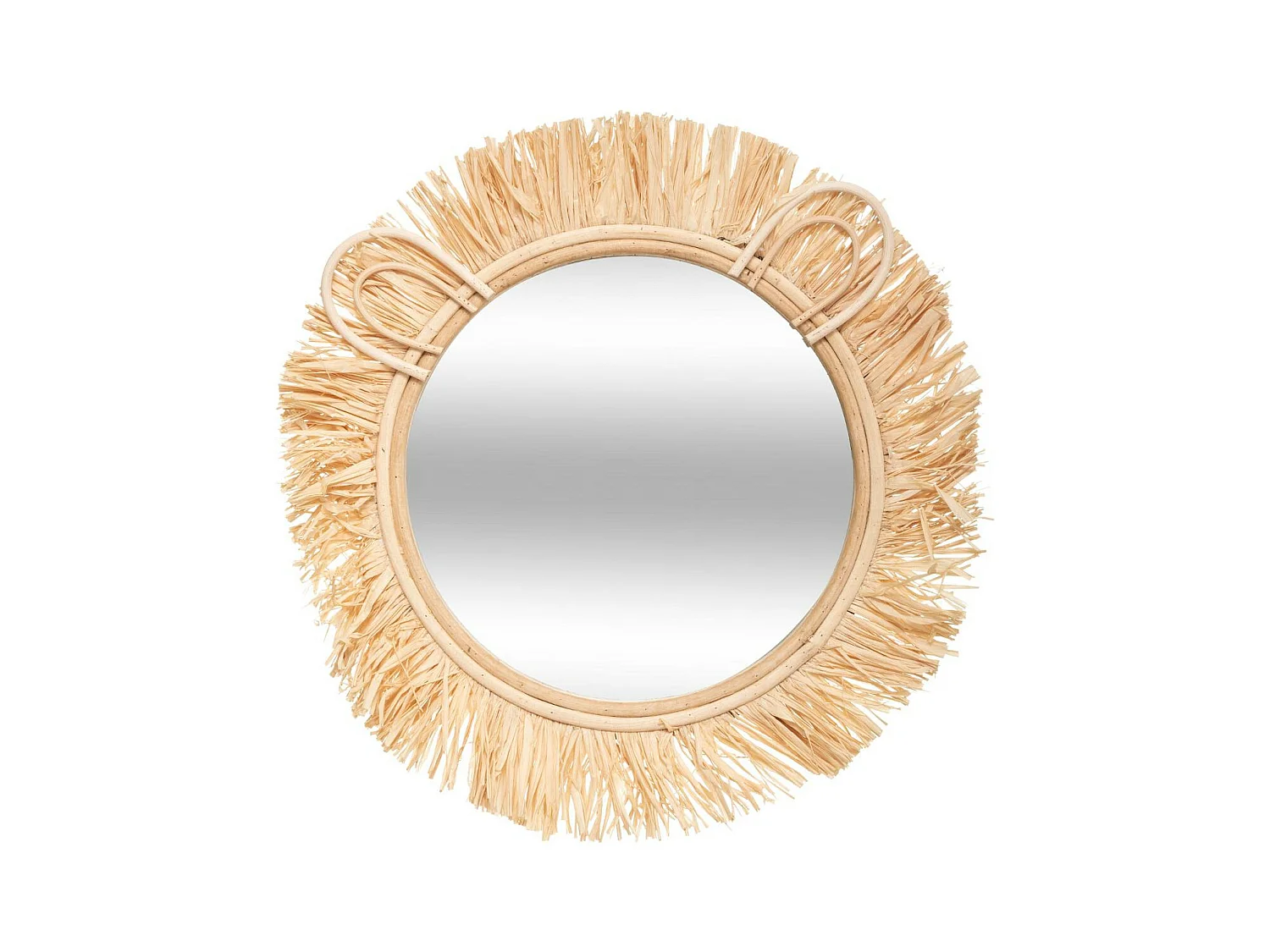Miroir mural Lion en Raphia et Rotin D 38 cm pour chambre d'enfant