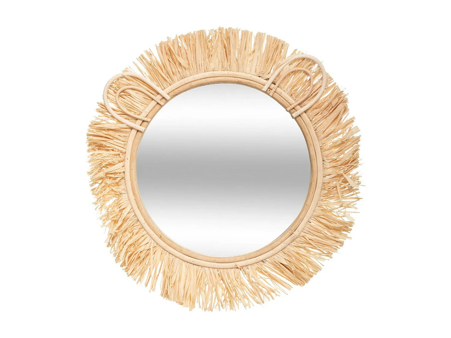 Miroir mural Lion en Raphia et Rotin D 38 cm pour chambre d'enfant