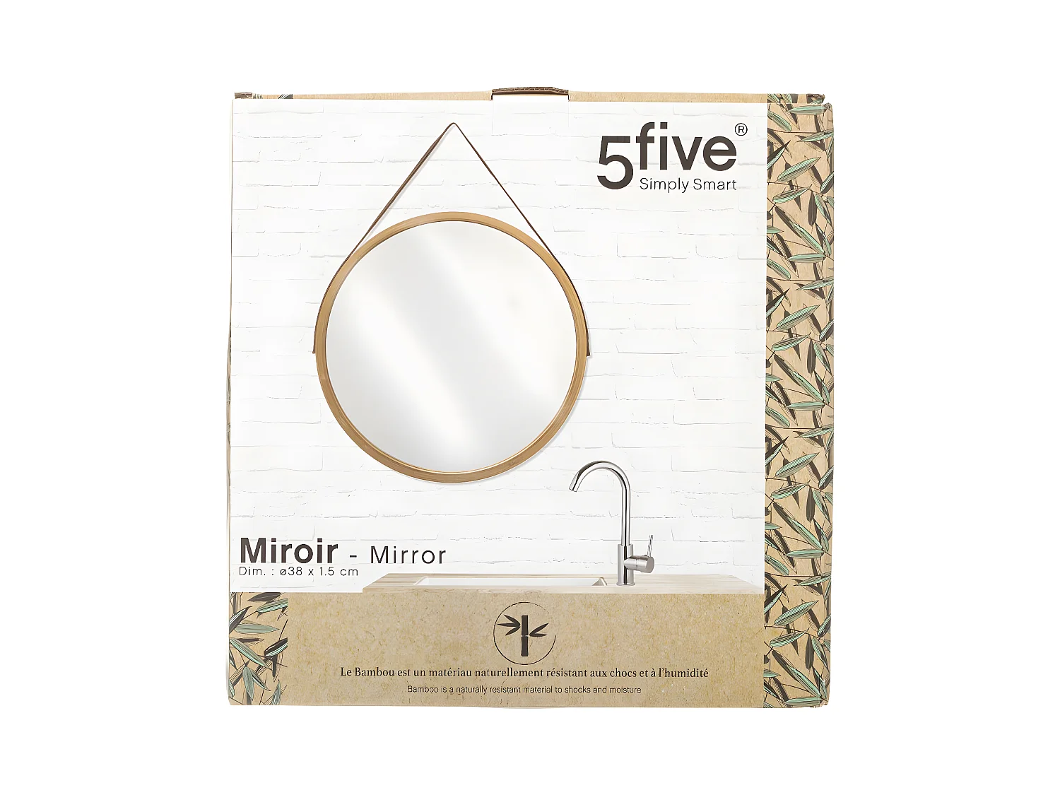 Miroir mural en Bambou D 38 cm