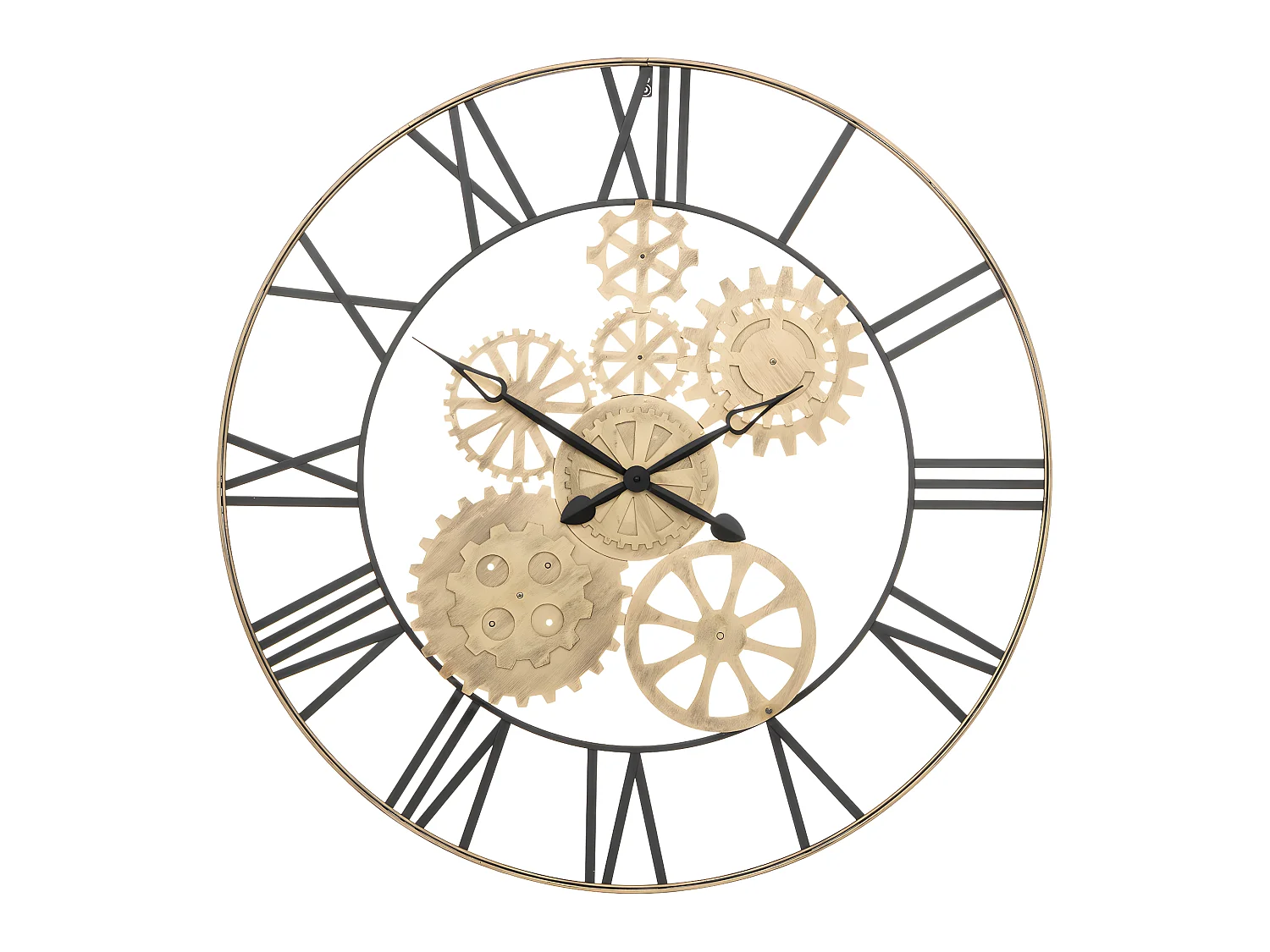 Duży Zegar Ścienny Metalowy Złoty D 90 cm Cichy