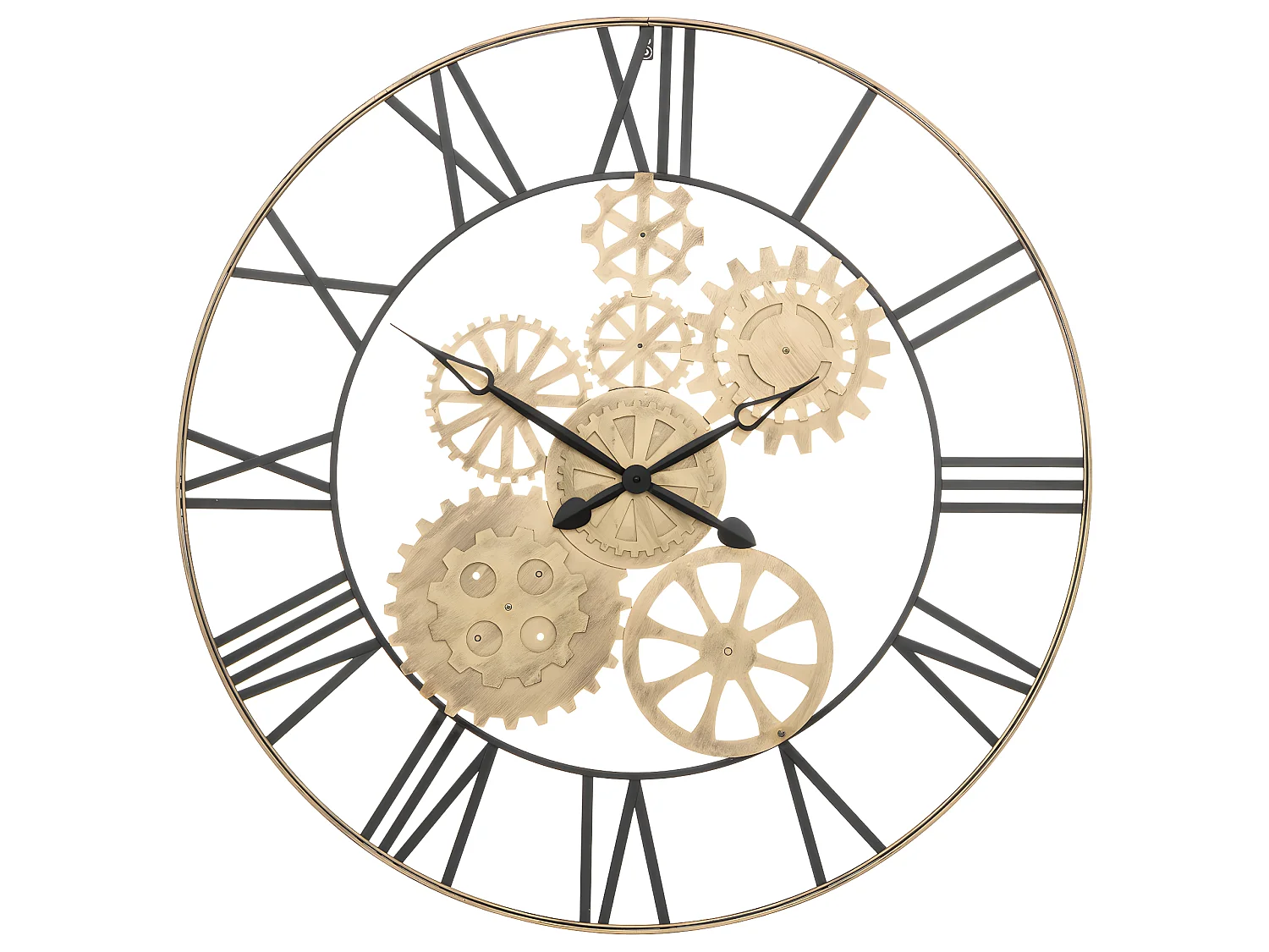 Gran Reloj de Pared de Metal Dorado D 90 cm Silencioso