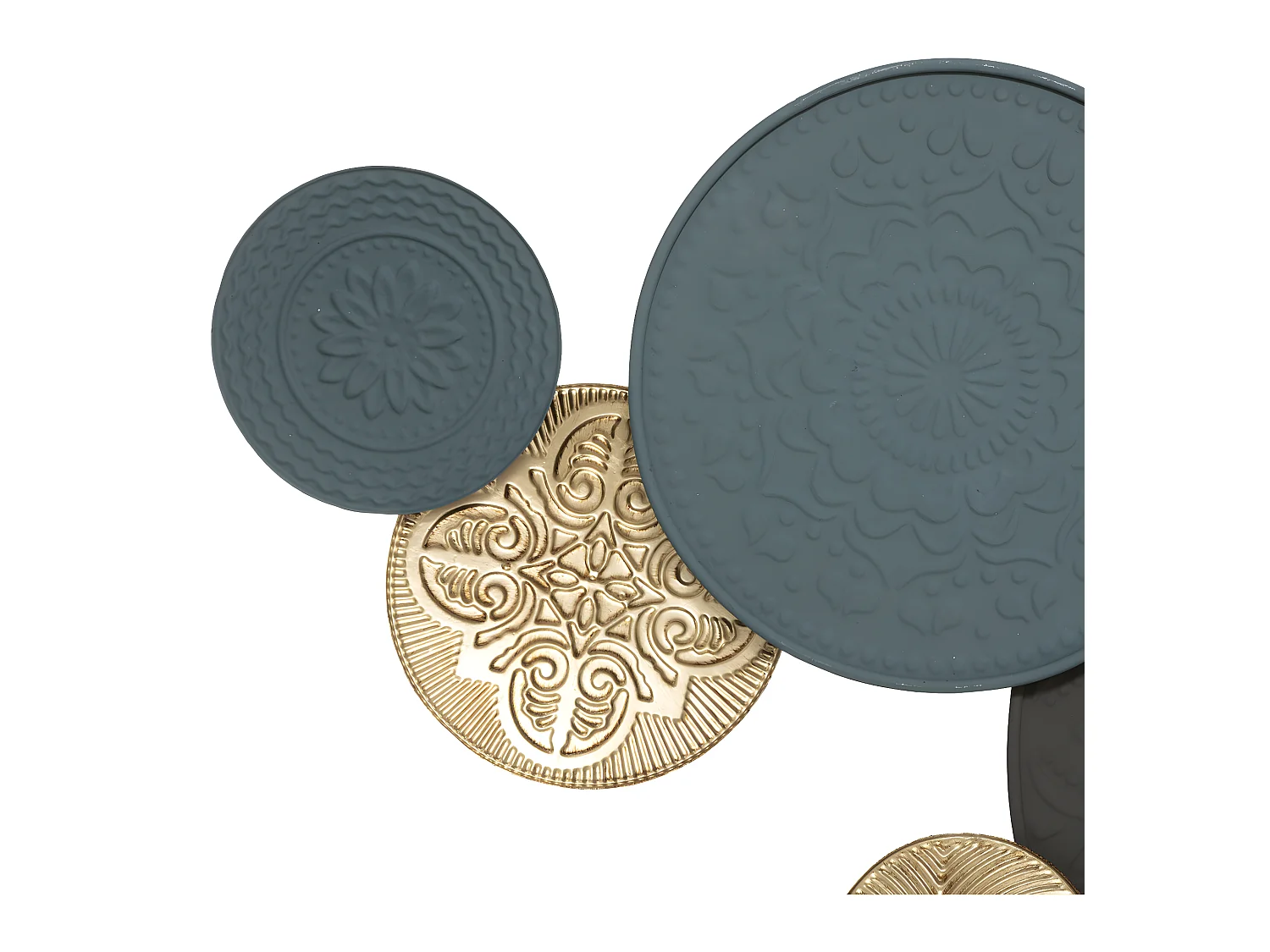 Déco murale en métal bleu & doré 143 x 59 cm