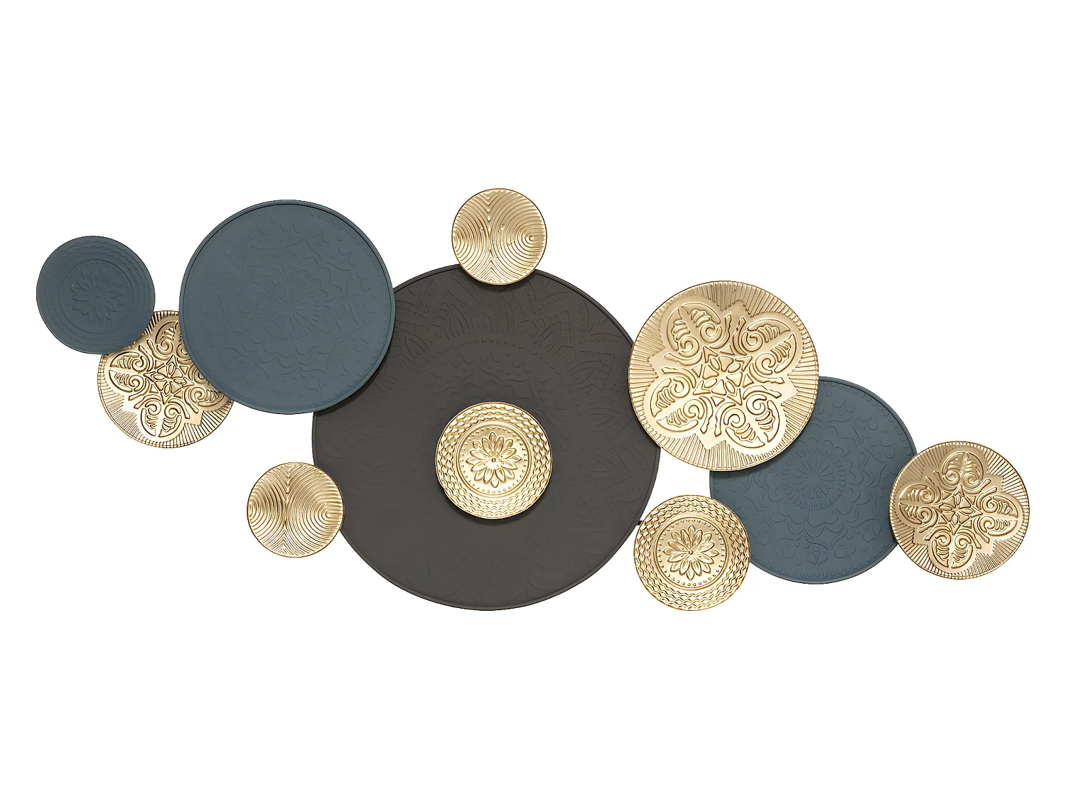 Déco murale en métal bleu & doré 143 x 59 cm