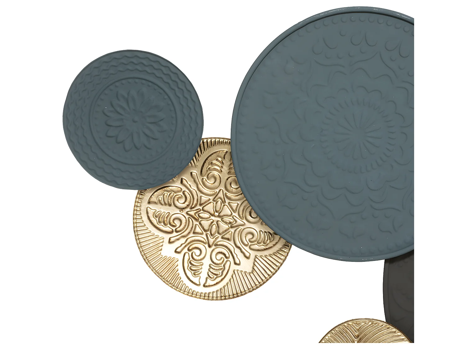 Déco murale en métal bleu & doré 143 x 59 cm