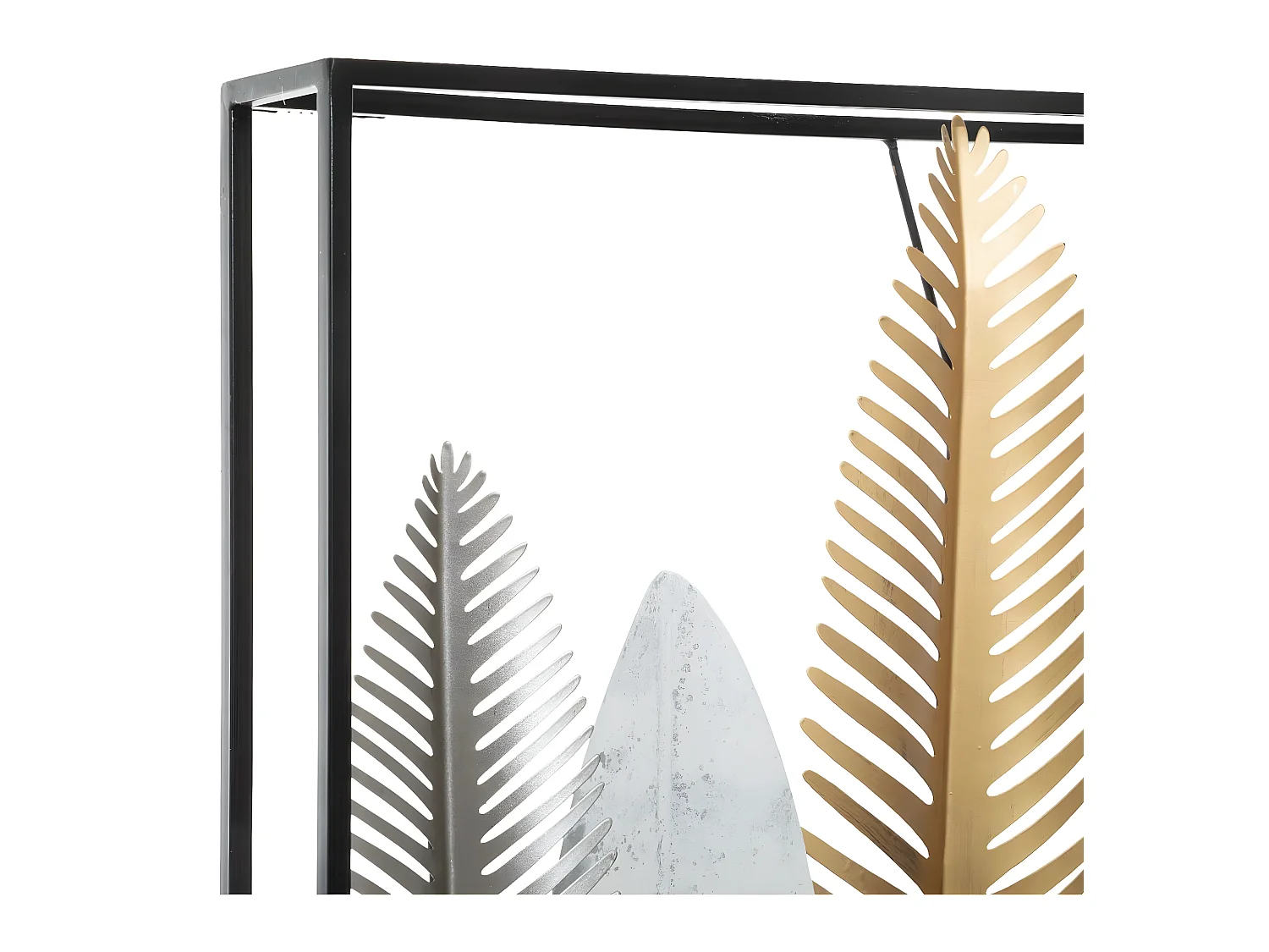 Déco murale Feuilles en métal noire et doré 134 x 68 cm