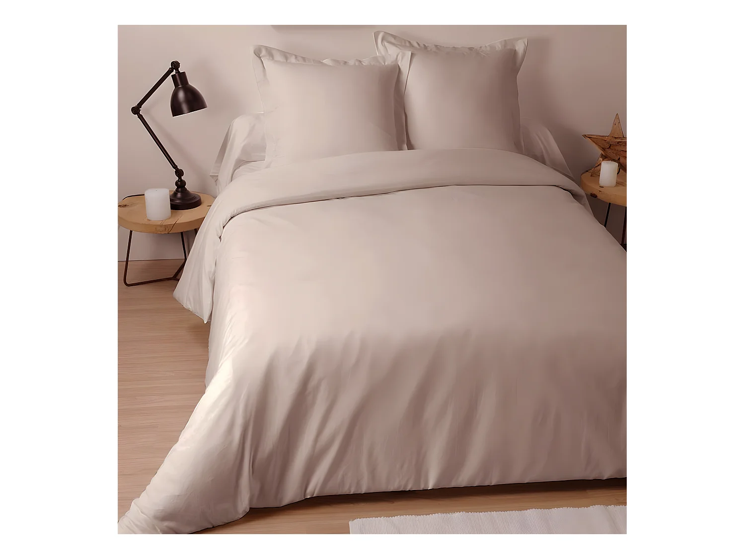 Drap housse uni 140 x 190 cm - Couleur Lin