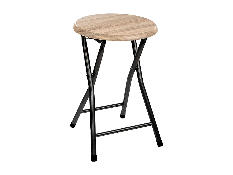 Tabouret pliant en Métal Noir et Bois