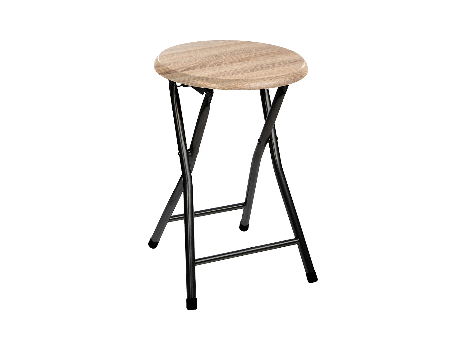 Tabouret pliant en Métal Noir et Bois