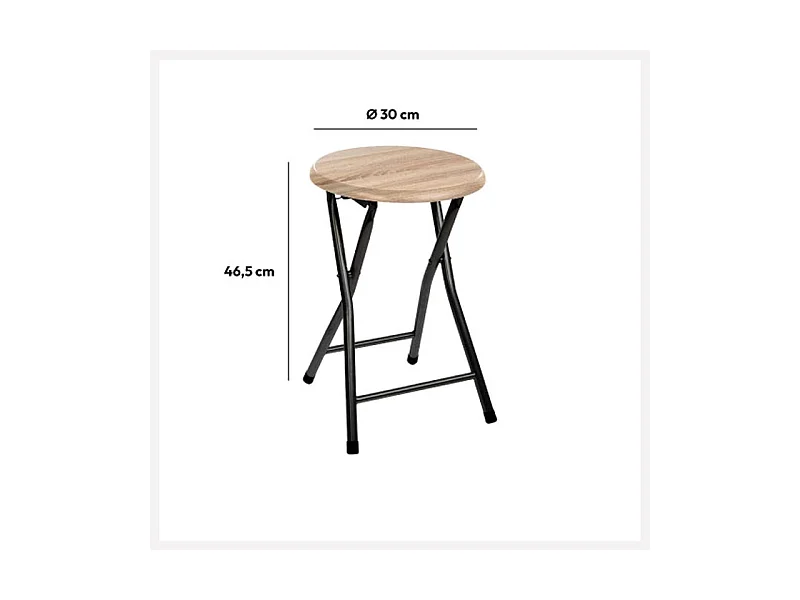 Tabouret pliant en Métal Noir et Bois