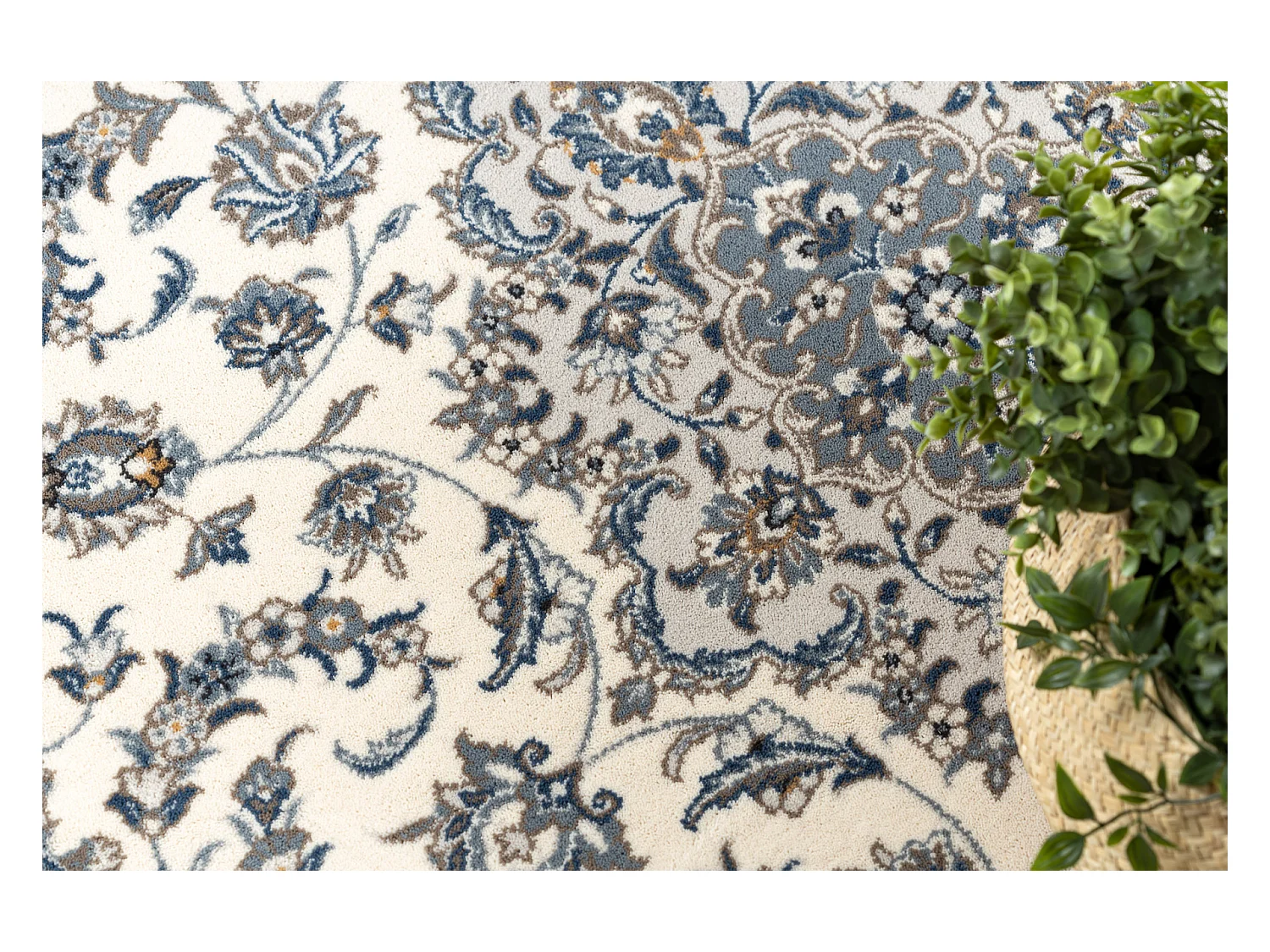 Tapijt NAIN Frame ornament 7335/51935 beige / marineblauw 120x170 cm