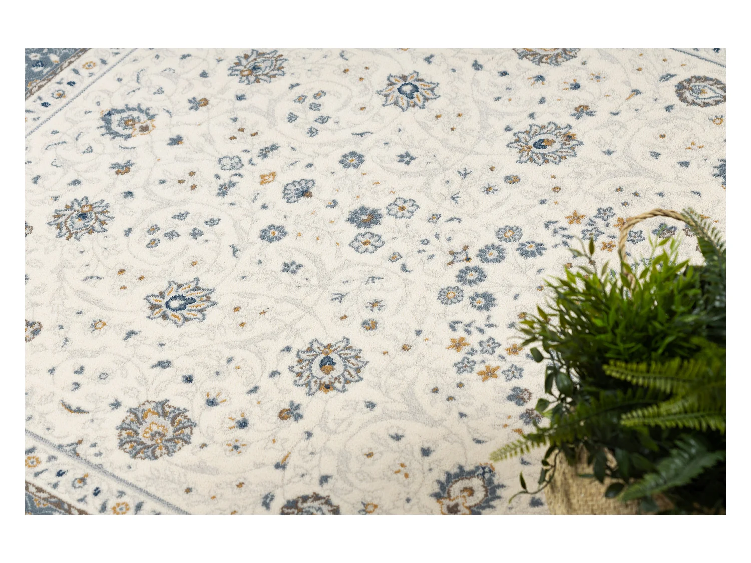 Tapijt NAIN Frame ornament 7179/51943 beige / marineblauw 120x170 cm