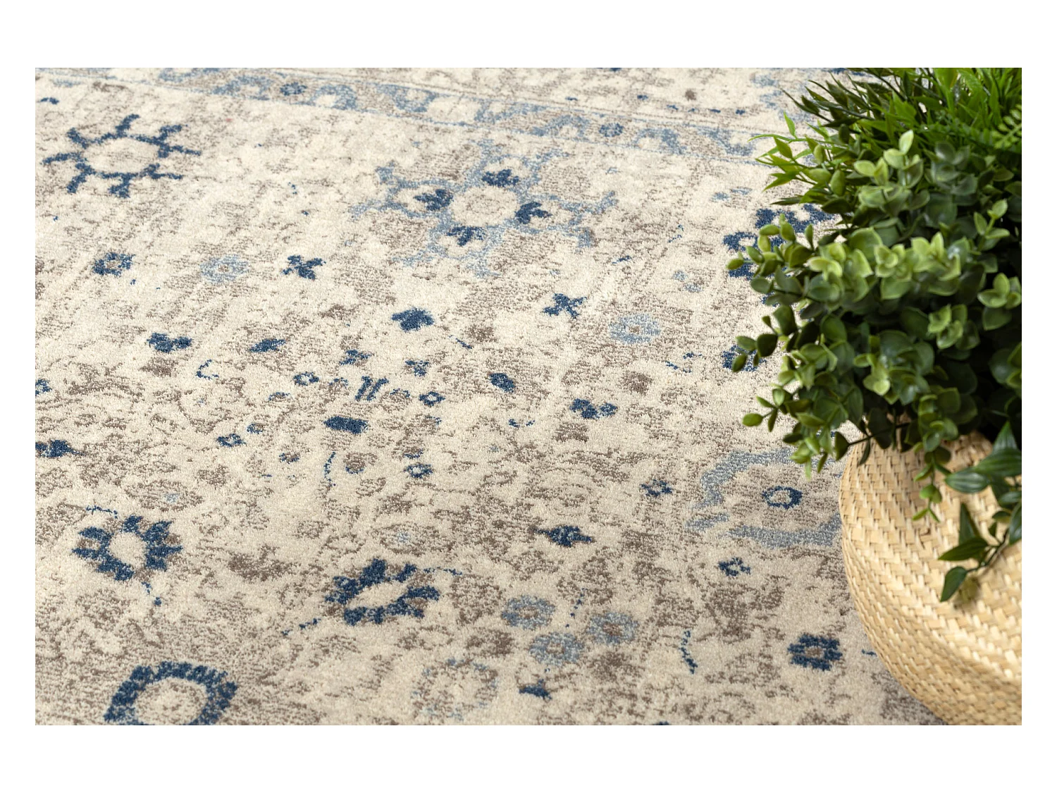 Tapis NAIN Cadre ornement 7586/51935 beige / bleu foncé 240x340 cm