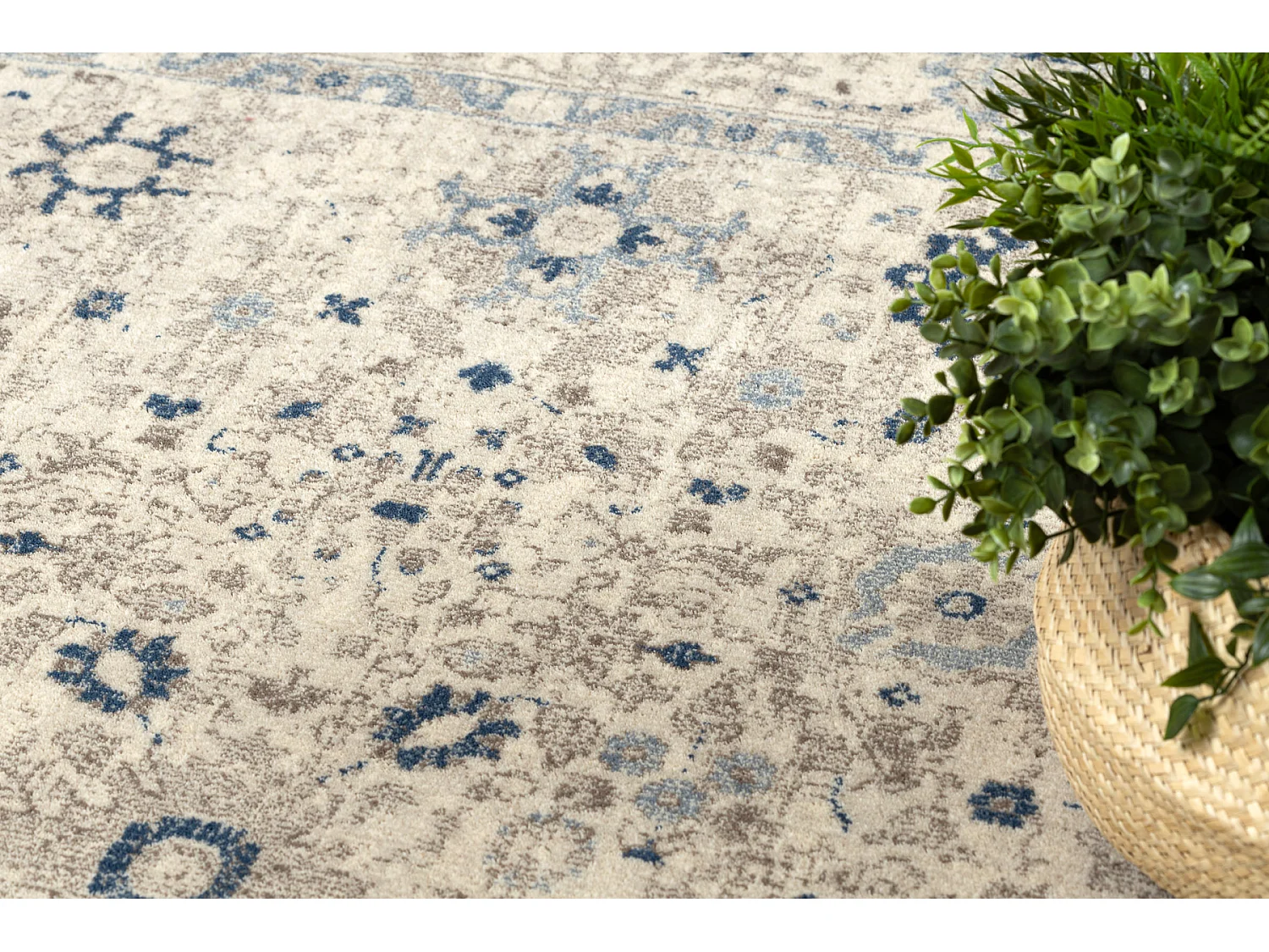 Tapis NAIN Cadre ornement 7586/51935 beige / bleu foncé 240x340 cm