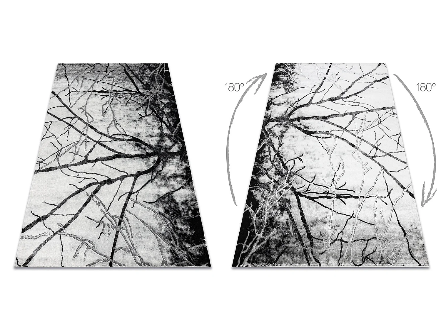 Tapis EMERALD exclusif 3820 glamour, élégant arbre argent  280x370 cm