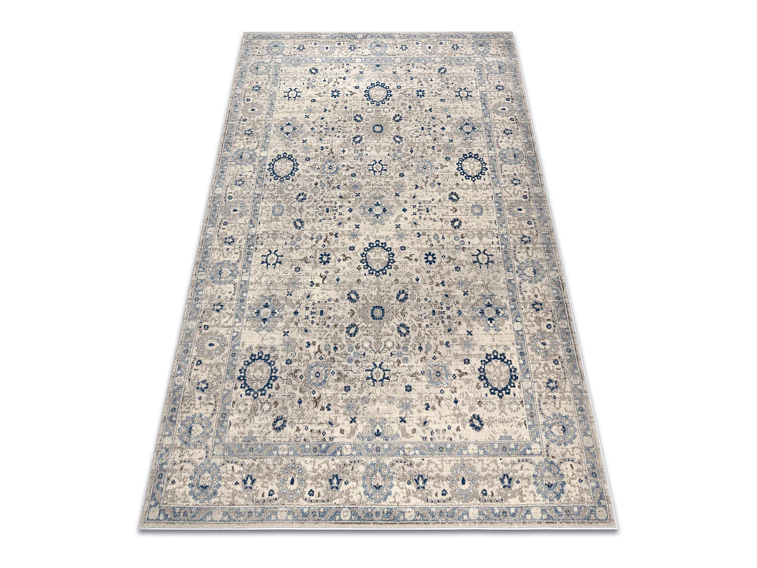 Tapijt NAIN Frame ornament 7586/51935 beige / marineblauw 80x150 cm