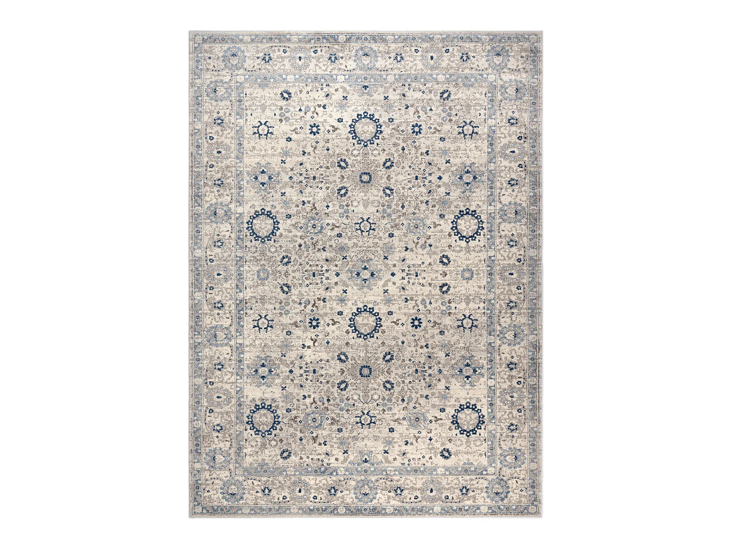 Tapijt NAIN Frame ornament 7586/51935 beige / marineblauw 80x150 cm