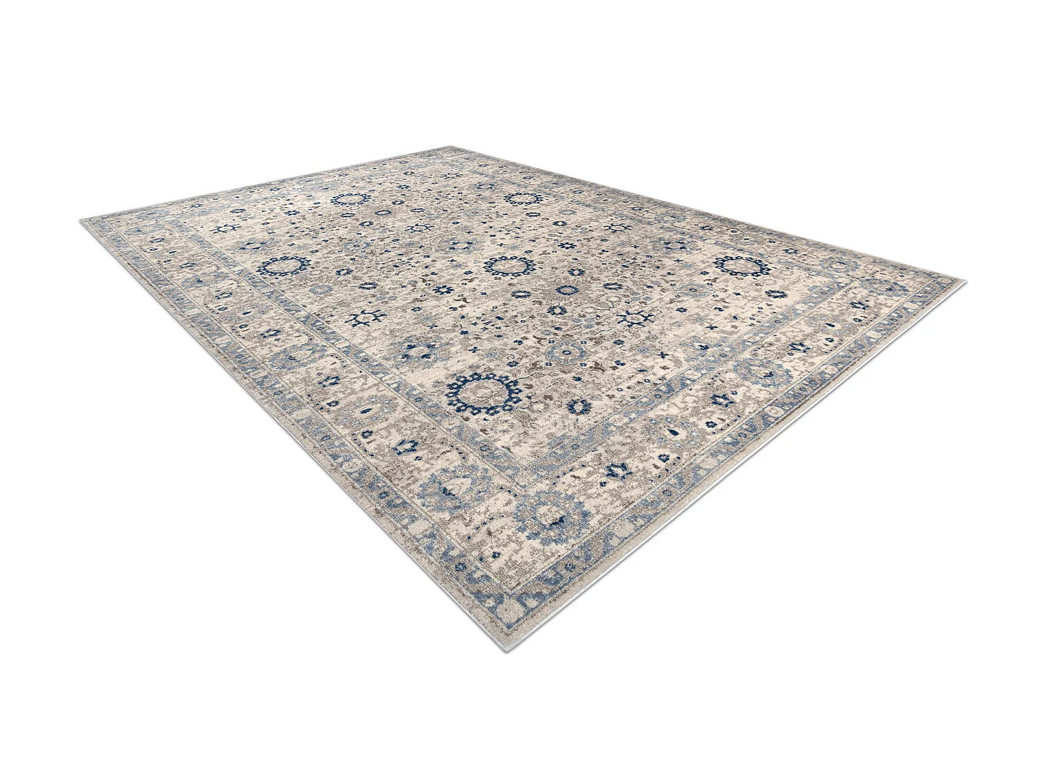 Tapijt NAIN Frame ornament 7586/51935 beige / marineblauw 80x150 cm