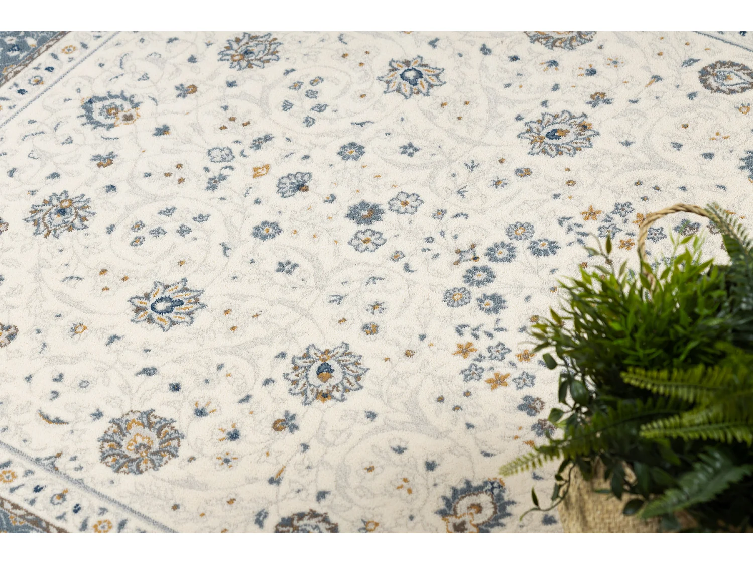 Tapijt NAIN Frame ornament 7179/51943 beige / marineblauw 160x230 cm