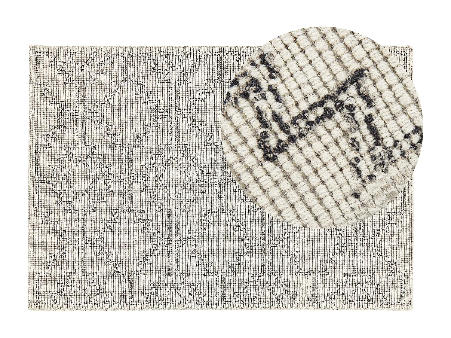 Tappeto lana beige chiaro e nero 140 x 200 cm URLA