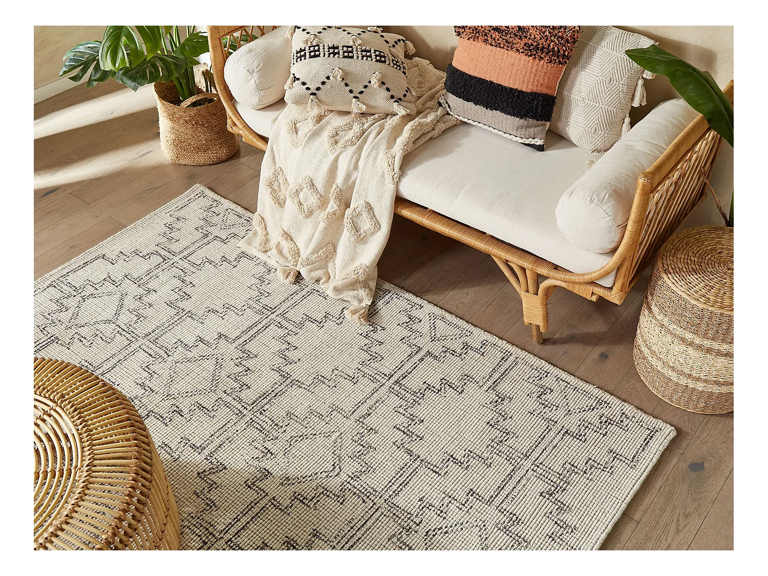 Tapis URLA Beige 140 x 200 cm Laine