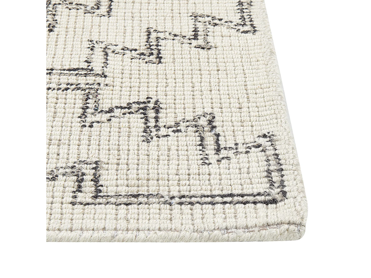 Moderner Wollteppich geometrisches Muster 140 x 200 cm beige / schwarz URLA