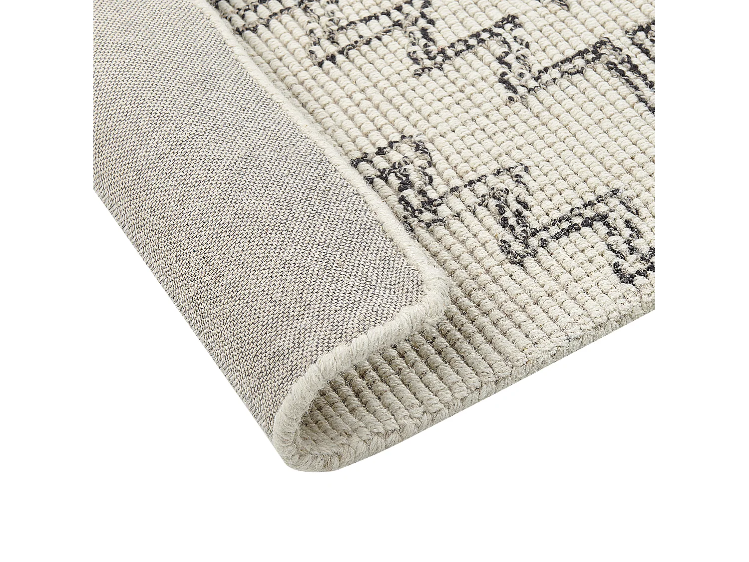 Moderner Wollteppich geometrisches Muster 140 x 200 cm beige / schwarz URLA