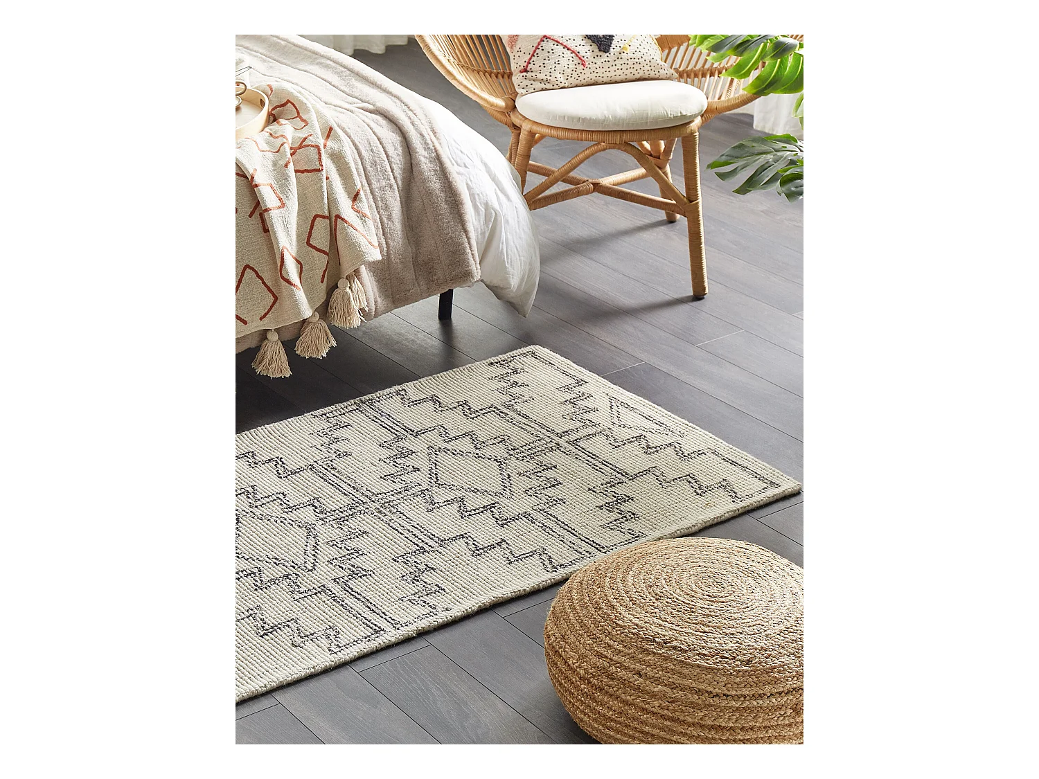 Dywan wełniany 80 x 150 cm beżowo-czarny URLA