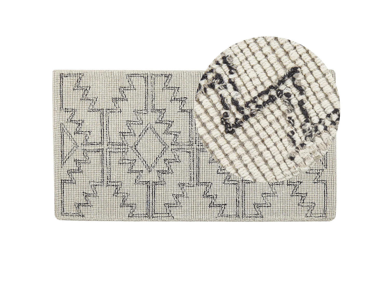 Tapis en laine beige et noir 80 x 150 cm URLA