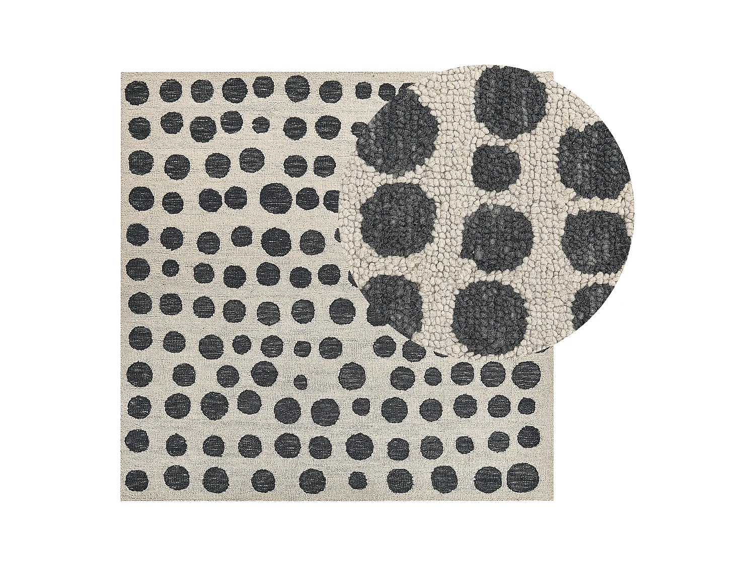 Tapis HAVRAN Noir/blanc 200 x 200 cm Laine