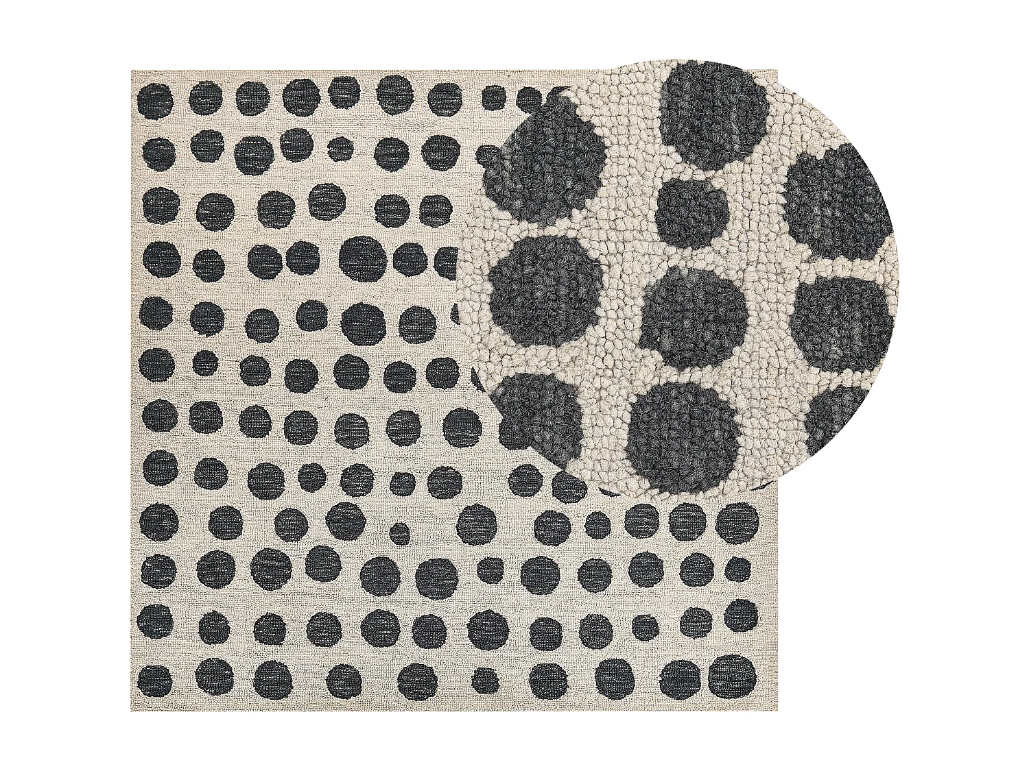 Tapis HAVRAN Noir/blanc 200 x 200 cm Laine