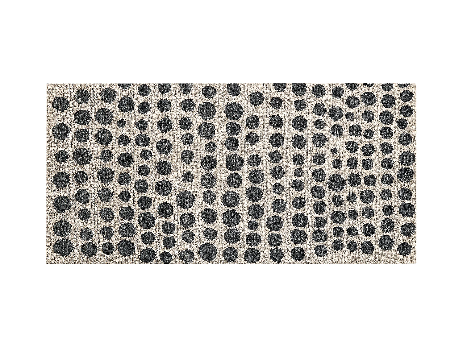 Teppich Wolle beige/schwarz gepunktetes Muster 80x150 cm Boho Modern Havran