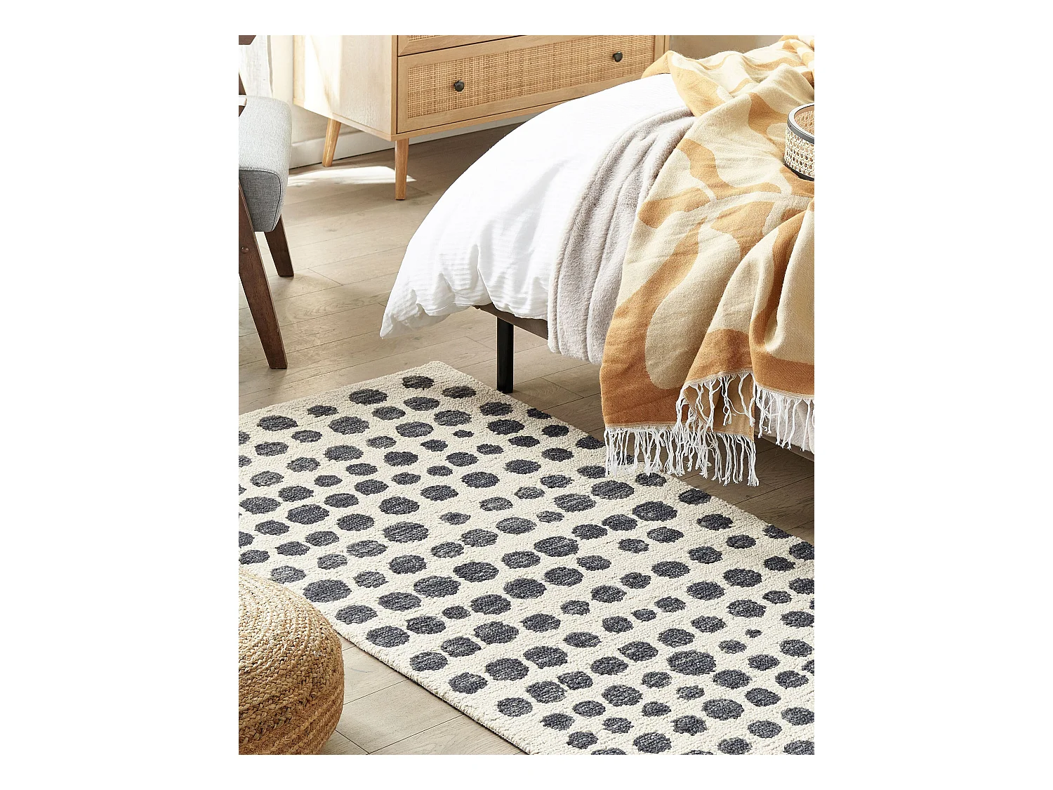 Tapis HAVRAN Noir/blanc 80 x 150 cm Laine