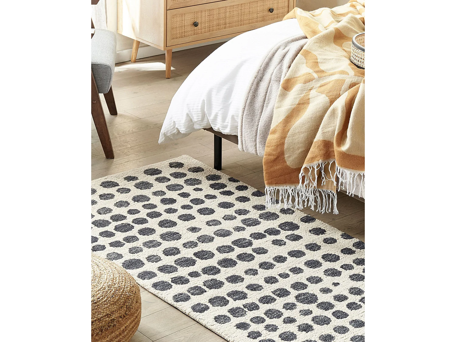 Tappeto lana beige e nero 80 x 150 cm HAVRAN