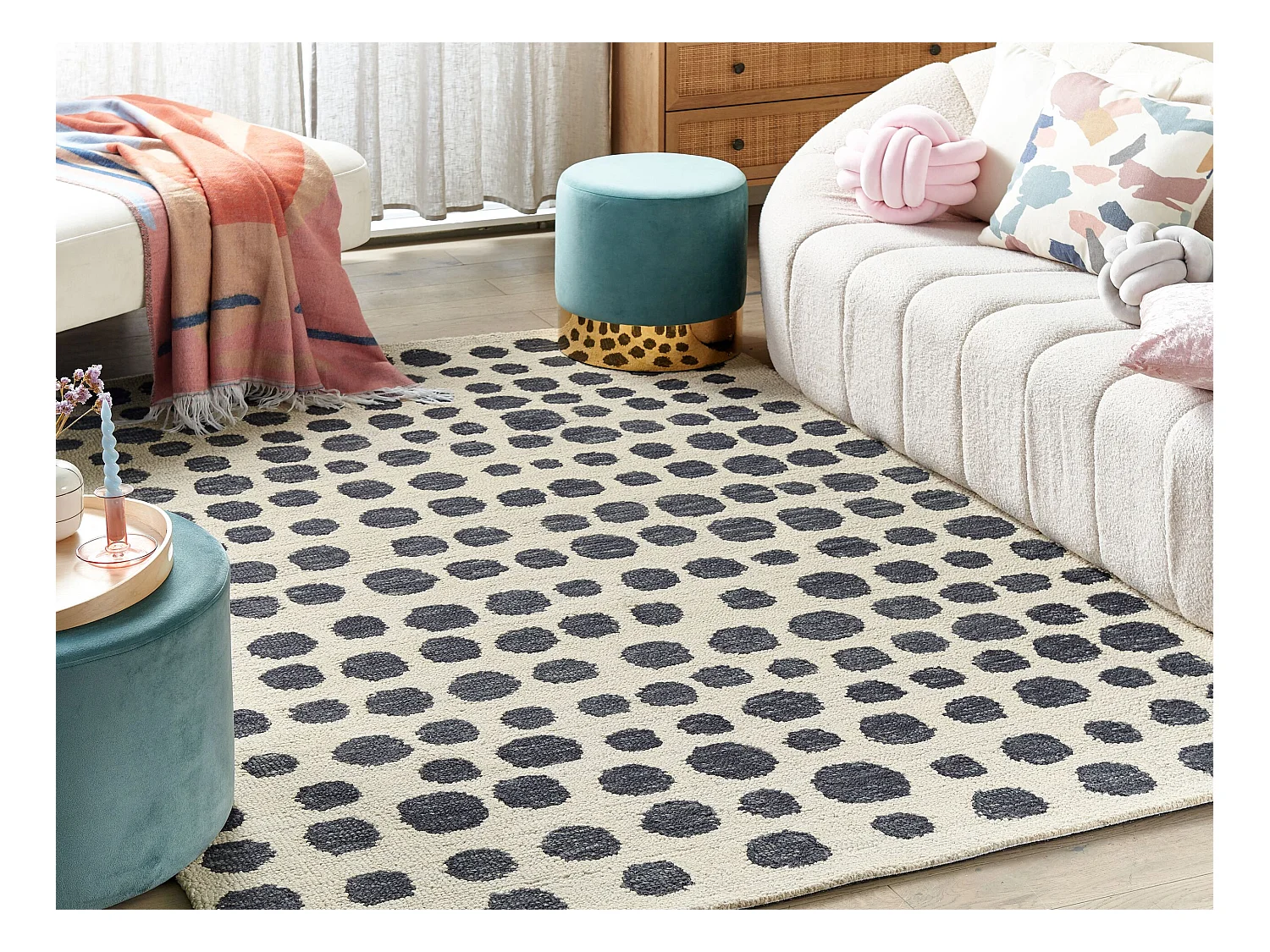 Vloerkleed wol beige/zwart 160 x 230 cm HAVRAN