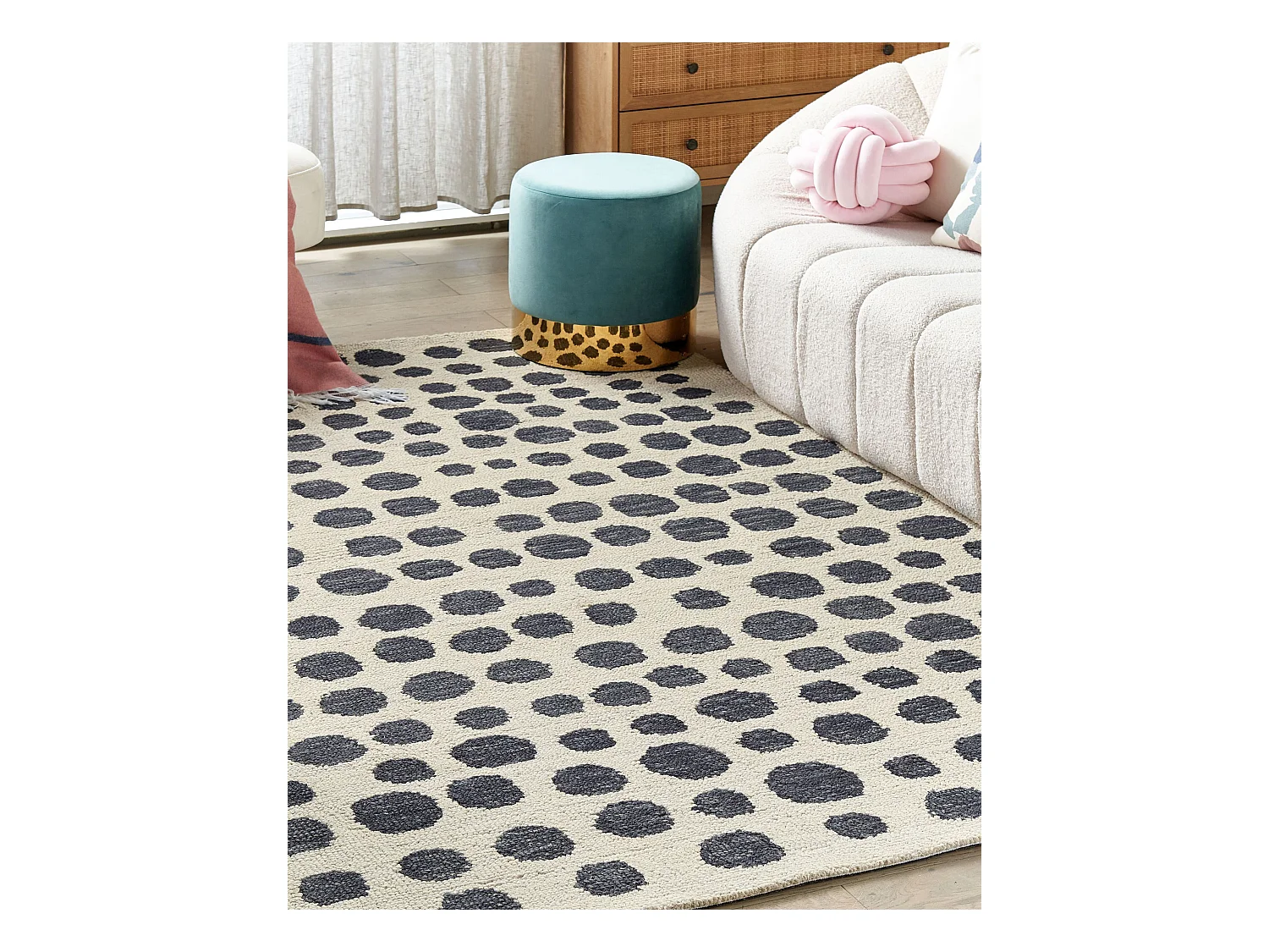 Vloerkleed wol beige/zwart 160 x 230 cm HAVRAN