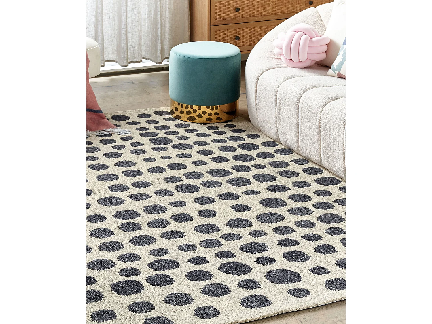 Vloerkleed wol beige/zwart 160 x 230 cm HAVRAN