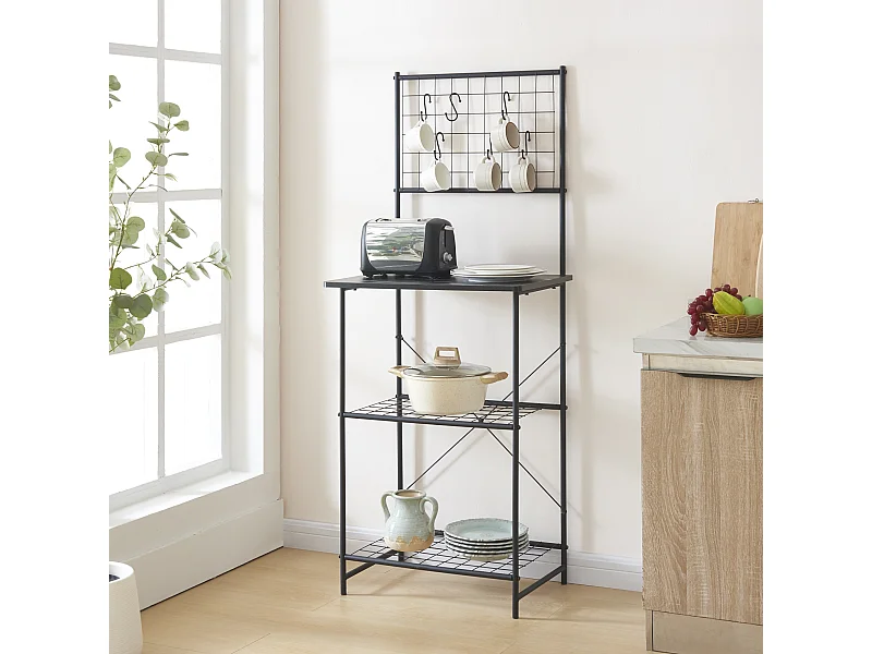 Étagère de cuisine Nibe 150 x 60 x 42 cm noir effet marbre [en.casa]