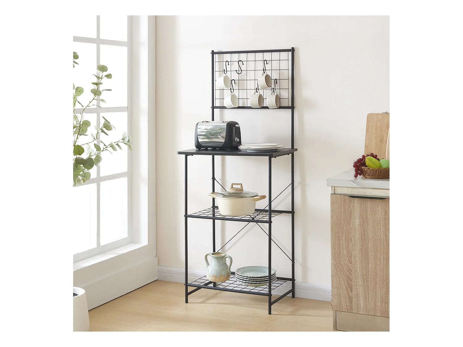 Étagère de cuisine Nibe 150 x 60 x 42 cm noir effet marbre [en.casa]